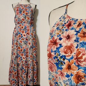 Y2K Gilli Boho Floral Midi Sun Strappy Dress Romantic Cottage Sz M